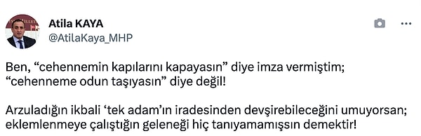 Ancak bugün akşam Sinan Oğan'ın açıklamasının ardından, bahsi geçen tweet'i paylaşarak tepkisini gösterdi. 👇