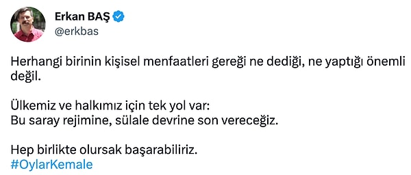 Baş, "Menfaatleri gereği ne yaptığı önemli değil" ifadesini kullandı.