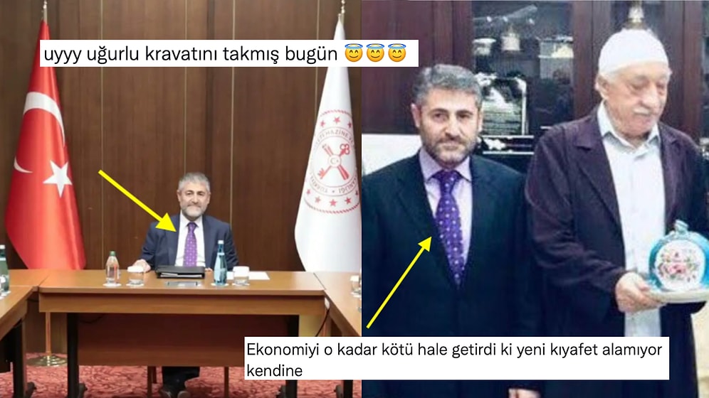 Nureddin Nebati'nin FETÖ Lideri Gülen'in Yanına Giderken Taktığı Kravatın Aynısını Takması Gündem Oldu