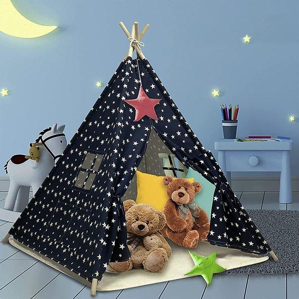 20. Hem çocukların hem annelerin kalbini çalacak bir tasarıma sahip olan bu Teepee çocuk oyun çadırı da son önerimiz.