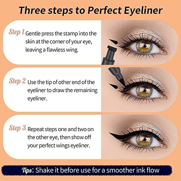 19. Mükemmel ve eşit eyeliner için cat eye damgası.
