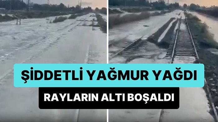 Yağan Yağmur Sonrasında Adana-Mersin Tren Yolunun Raylarının Altı Boşaldı