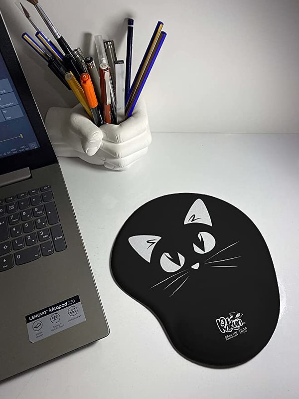 6. Siyah Beyaz Kedi Baskılı Mouse Pad