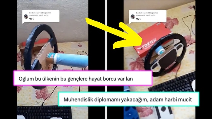 Elindeki Tüm İmkanları Seferber Edip Bilgisayarına Kartondan Direksiyon Seti Kuran Gencin Videosu Ses Getirdi