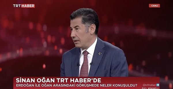 Cumhurbaşkanlığı seçimlerinin ikinci turunda Tayyip Erdoğan'a destek veren Sinan Oğan dün akşam protesto ettiği TRT'ye özel röportaj verdi.