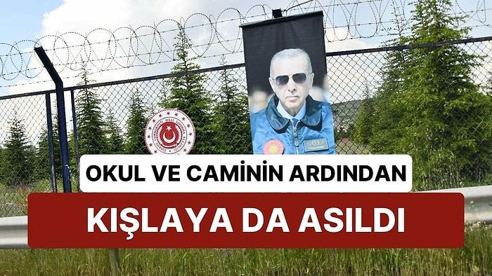 Siyaset Kışlaya da Girdi: Zırhlı Birlikler Okulu'na Erdoğan Posteri Asıldı