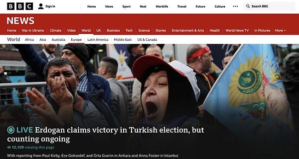 4. BBC: "Canlı blog: Erdoğan, Türkiye'deki seçimlerde zafer ilan etti ancak sayım devam ediyor"