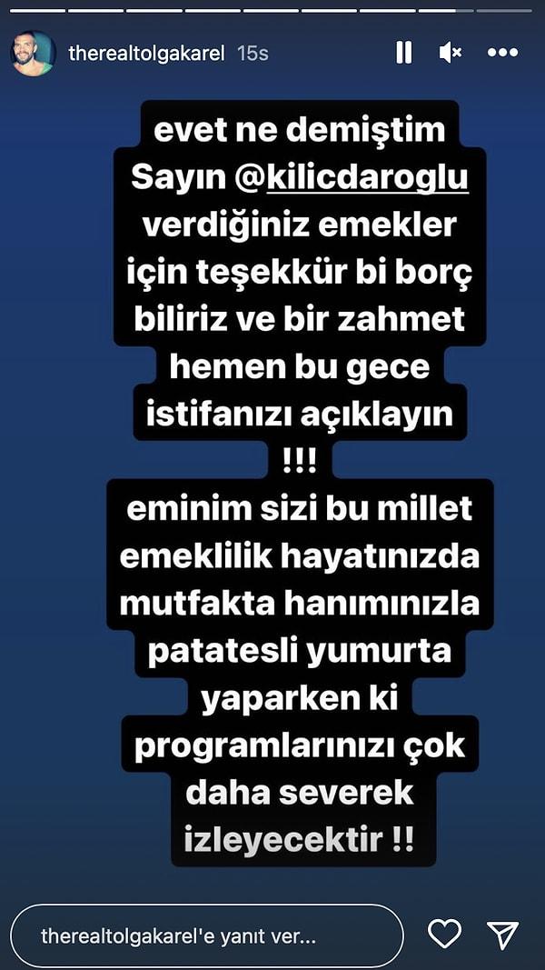 Seçimde yarışan bir diğer isim olan Kemal Kılıçdaroğlu'nu istifaya çağıran ünlü oyuncunun 'mutfak' açıklaması tepki çekti.