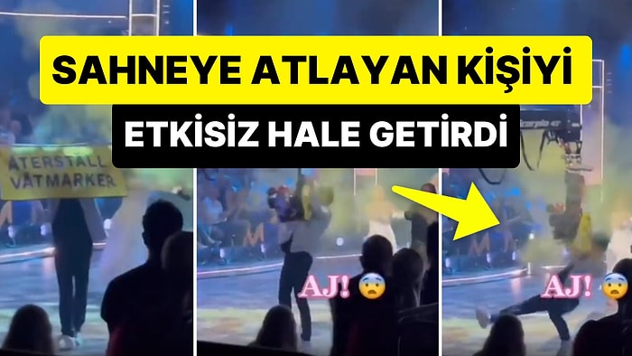 Sahneye Atlayarak Pankart Açan Kişiyi Jimmy Jib ile Etkisiz Hale Getiren Kameraman