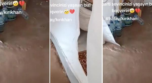 6 Şubat günü yaşadığımız deprem felaketinin ardından Hatay, Kırıkhan'da, çadırda yaşamını sürdürmeye çalışan bir depremzede çadırından bir video paylaştı.