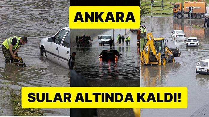 Ağaçlar Devrildi, İş Yerlerini Su Bastı: Afet Düzeyinde Yağış Uyarısı Yapılan Ankara'dan İlginç Manzaralar