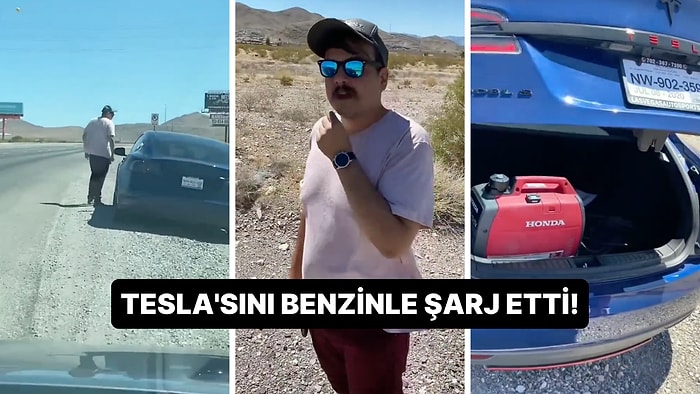 Elektrikle Çalışan Tesla Aracını Benzin Kullanarak Şarj Etmenin İlginç Bir Yolunu Bulan Adam