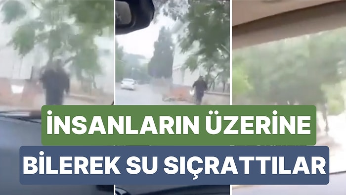 Araçlarıyla Yanlarından Geçtikleri İnsanların Üzerine Su Sıçratarak Eğlenen Gençler