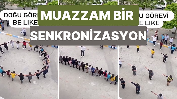 Bir Okul Bahçesinde Muazzam Bir Senkronizasyonla Halay Çeken Çocukları İzlemeye Doyamayacaksınız