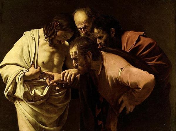 15. The Incredulity of Saint Thomas, Caravaggio (1602)