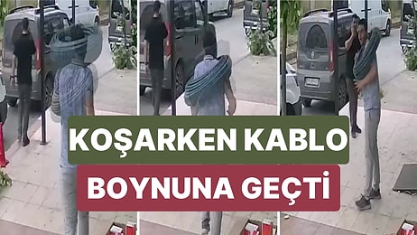 İzmir'de Bir Adam Yolda Yürürken Yukarıdan Atılan Kablo Boynuna Geçti