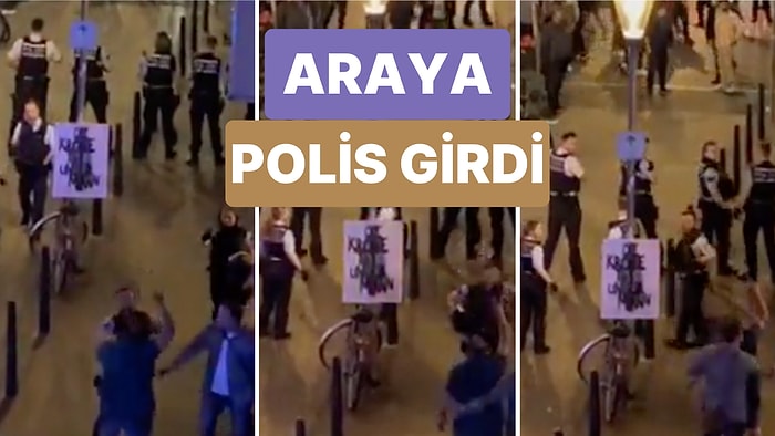 Almanya'da Bir Adam PKK'lı Gruba Karşı Bozkurt İşareti Yaparak Yürüyünce Araya Polis Girdi