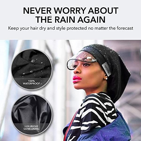 11. Seyahatlerinizde aniden yağan yağmurun, yeni yaptığınız saçınızı mahvetmesine izin vermeyen su geçirmez saten astarlı bir şapka.