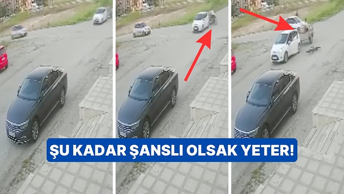 Şansın Böylesi! Balıkesir'de Arkasına Römork Bağlı Araca Çarpan Bisikletli Vatandaş Römorkun İçine Düştü