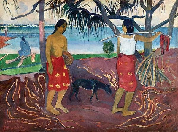 Gauguin, figürlerinde ciddi, katı ve heyecansız bir ifade kullandı.