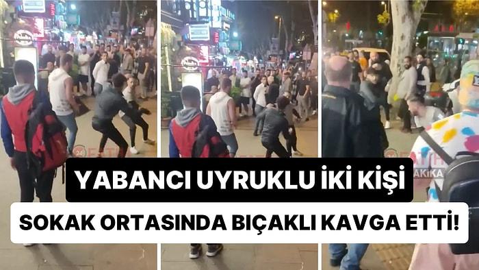 İstanbul Fatih'te Yabancı Uyruklu İki Kişi Sokak Ortasında Bıçaklı Kavgaya Girdi, Zabıta Ayırdı