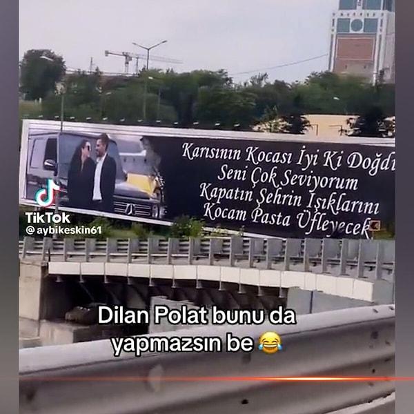 Eşinin doğum gününü billboard yazısıyla kutlayan Dilan Polat, eşine yaptırdığı binlerce liralık pastayla gündem oldu.