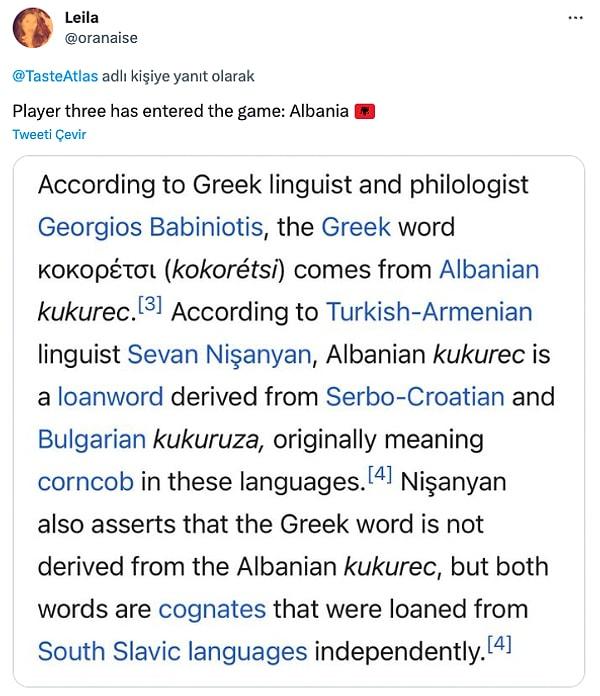 Sadece Türkler ve Yunanlar değil; Arnavutlar da bu yemeğin kendisine ait olduğunu savundu. "Üçüncü oyuncu oyuna girdi: Arnavutluk"