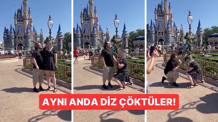 Disneyland'de Birbirlerinden Habersiz Aynı Anda Evlenme Teklifi Etmeyi Planlayan Çift Çok Konuşuldu
