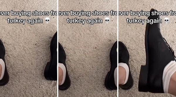 Ayakkabının üzerindeki tuşa bastığında Ahmet Kaya'nın 'Kum Gibi' şarkısının çaldığını gören genç ayakkabılarını sosyal medya hesabından paylaştı.