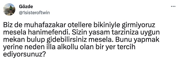 Ardından da kadın kullanıcının mekana alınmaması insanları ikiye böldü, tartışma yarattı. Birçok kullanıcı bu uygulamayı yanlış bulduğunu belirtirken, diğer yandan da mekanın özel mülk olduğu, kıyafet kodlarının birçok mekanda uygulandığı belirtildi.