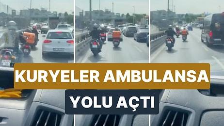 İstanbul'da Araçların Ambulansa Yol Vermemesi Üzerine Kuryeler Devreye Girerek Yolu Açtı