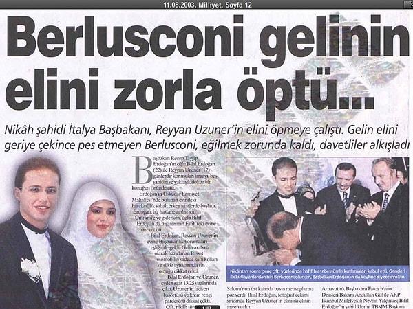 Silvio Berlusconi, Cumhurbaşkanı Recep Tayyip Erdoğan'a da oldukça yakın bir isimdi. Ünlü siyasetçi, Erdoğan'ın oğlu Bilal Erdoğan'ın düğününde yer almış ve şahitlik yapmıştı.