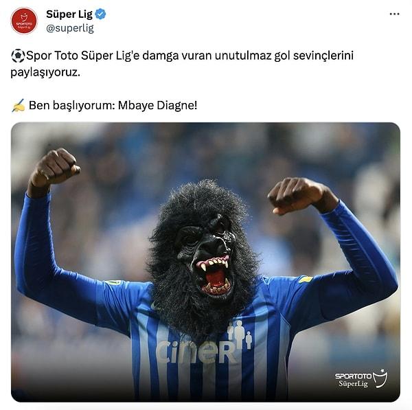 Süper Lig resmi Twitter hesabının Mbaya Diagne'nin "King Kong" gol sevincini paylaşarak başlattığı akıma birbirinden güzel yanıtlar geldi.