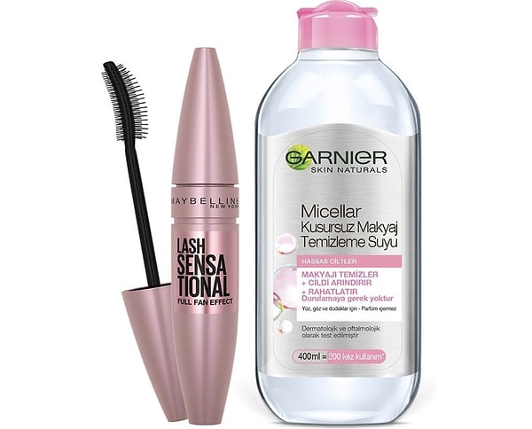 Maybelline New York Lash Sensational Ekstra Siyah Maskara & Garnier Micellar Kusursuz Makyaj Temizleme Suyu 2'li Set