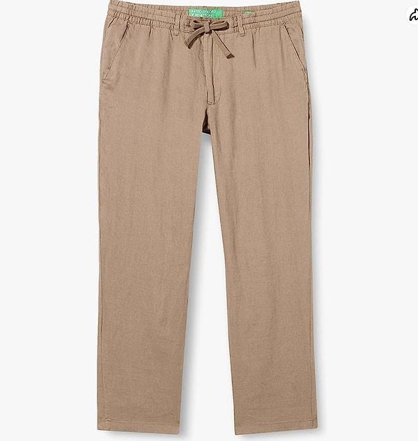 18. United Colors of Benetton açık kahverengi keten pantolon.