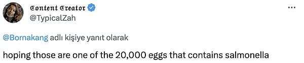 "Umarım bunlar salmonella içeren 20.000 yumurtadan biridir"