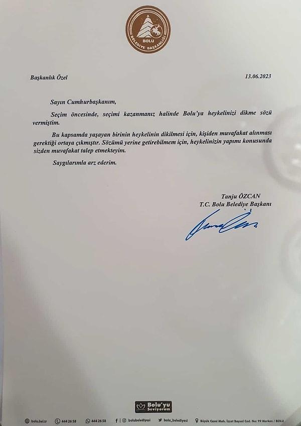 Özcan, bunun için Cumhurbaşkanı Erdoğan’a yazdığı mektubu da sosyal medya hesabından paylaştı ⬇️