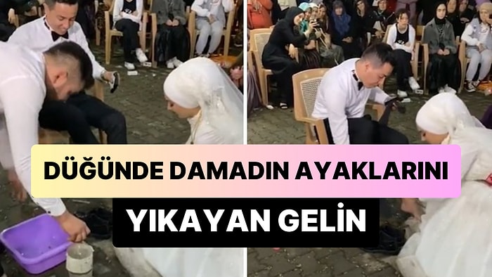 Bu Nasıl Gelenek? Düğün Günü Damadın Ayaklarını Yıkayan Gelin