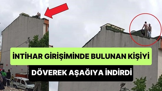 İntihar Girişiminde Bulunan Kişiyi Polis İkna Edemeyince Bir Vatandaş Döverek Çatıdan İndirdi