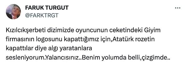 Faruk Turgut, Fatih'in ceketinde buzlanmaya sebep olan şeyin Atatürk rozeti değil giyim firmasının logosu olduğunu söyledi.