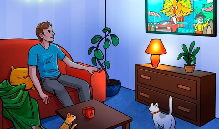 Тест-обманка: Сможете ли вы определить, что не так на этой картинке в гостиной