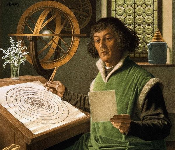 4. 1543 yılında Kopernik tarafından yayımlanan bir astronomik modeli olan "Kopernik gün merkezliliği", Güneş'i evrenin merkezinde hareketsiz olarak konumlandırır.
