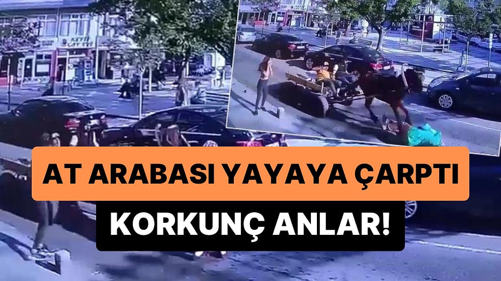 Ters Yönde Giden At Arabasının Bir Kadına Çarptığı Korkunç Anlar