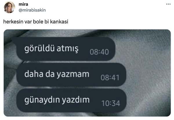 4. Mesajların arasında sadece iki saat olması.