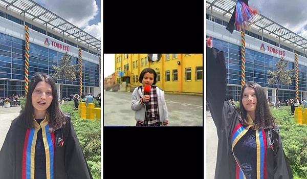 İlkokuldayken verdiği röportaj görüntüsü ile şimdiki görüntüsünden before-after videosu yapan Esra Demirok'un o paylaşımı sosyal medyada viral oldu.