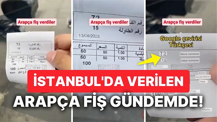 İstanbul'un Göbeğinde Bir Restoranın Arapça Fiş Vermesi Tepkilerin Odağı Oldu!