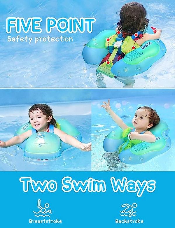 1. Minik bebeklerin denizde veya havuzda güvenli bir şekilde keyif yapabilmeleri için emniyetli bir yüzme simidi.