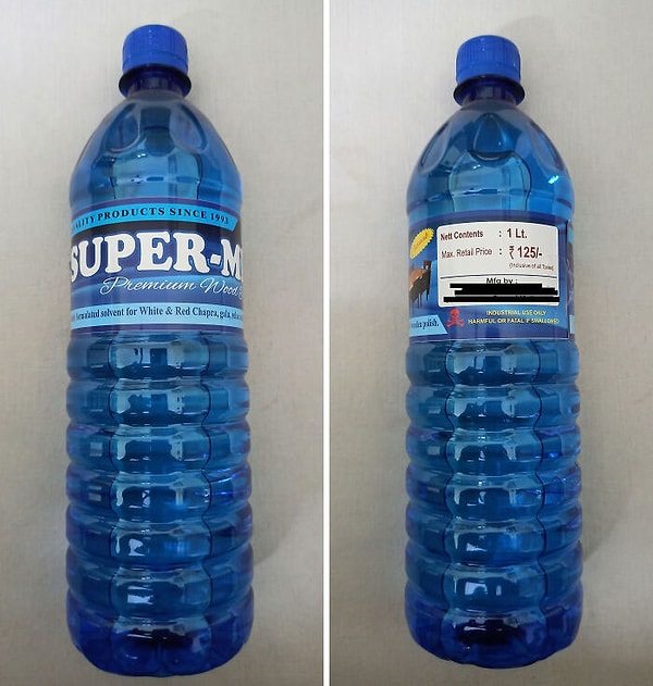 13. «Почти выпил из этой бутылки полироли для дерева, замаскированной под бутылку с водой»