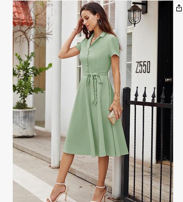 8. Sade şıklıyı arayanlardansanız, bu mint yeşili rengiyle büyüleyen elbiseye mutlaka göz atmalısınız.