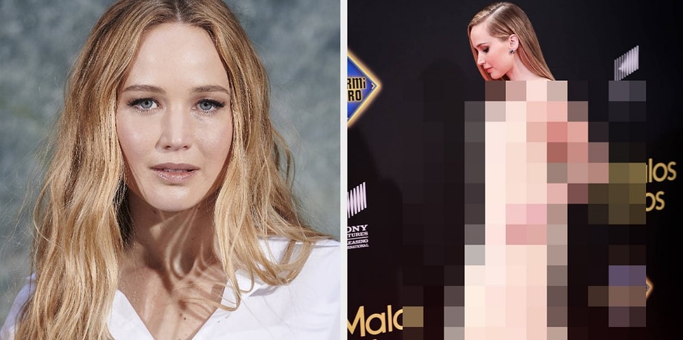 Дженнифер Лоуренс надела на премьеру «голое» платье, которое выглядит как 2D и 3D сразу